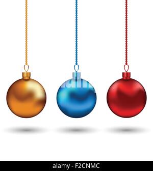 Natale palle colorate isolati su sfondo bianco Illustrazione Vettoriale