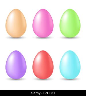 Set di pasqua uova dipinte isolati su sfondo bianco Illustrazione Vettoriale