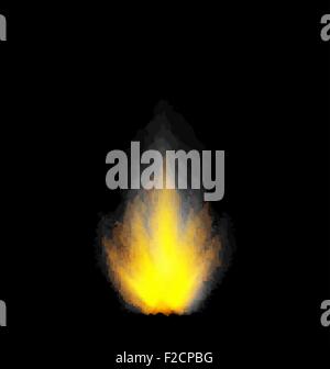 Fuoco ardente fiamma su sfondo nero Illustrazione Vettoriale