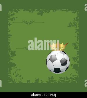 Il calcio retrò scheda grunge con sfera e corona Illustrazione Vettoriale