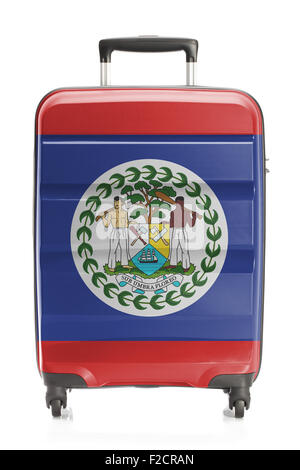Valigia dipinta in bandiera nazionale series - Belize Foto Stock