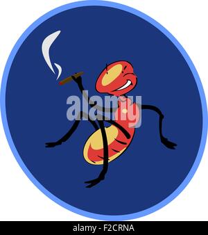 Fumare un sigaro un insetto seduta Illustrazione Vettoriale