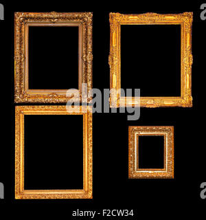 Una serie di classici del golden cornici isolate su uno sfondo nero. Foto Stock