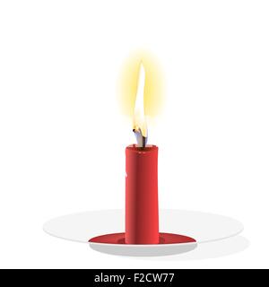 Candela realistica sulla piastra Illustrazione Vettoriale