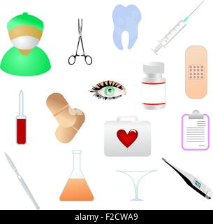 Collezione di strumenti medici icone a tema Illustrazione Vettoriale