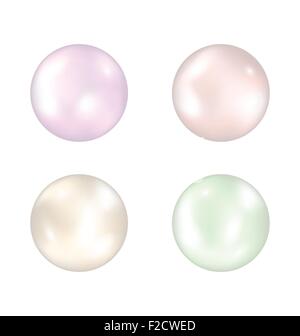 Set di perle colorate isolati su sfondo bianco Illustrazione Vettoriale