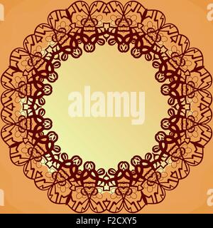 Round ornamentali lace frame per il testo, la pagina di intestazione vuota vettore Illustrazione Vettoriale