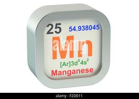 Elemento di manganese simbolo isolato su sfondo bianco Foto Stock