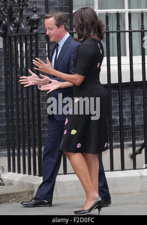 Londra, UK, 16 Giugno 2015: Michelle Obama visita al 10 di Downing street ed è accolto da David e Samantha Cameron a Londra Foto Stock