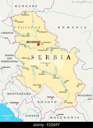 Montenegro mappa politico con capitale Podgorica, confini nazionali ...