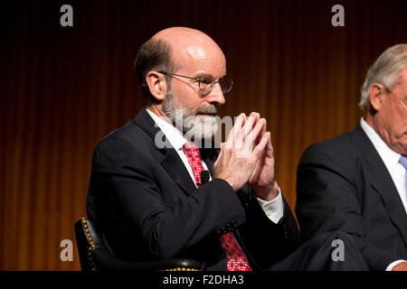 Austin, Texas, Stati Uniti d'America sett. 16, 2015: CIA Historian David S. Robarge parla durante una giornata lunga simposio intitolato " Il presidente giornaliero della breve' che dato insight nella erogazione di intelligence per presidenti John Fitzgerald Kennedy e Lyndon B. Johnson negli anni sessanta. Foto Stock