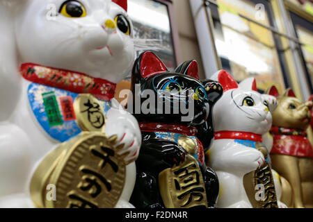 Giapponese lucky cat centro nero Foto Stock