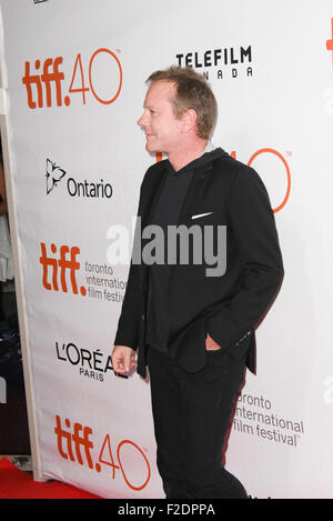 Toronto, Ontario, Canada. Xvi Sep, 2015. Attore Kiefer Sutherland assiste il "abbandonato" premiere durante il 2015 Toronto International Film Festival a Roy Thomson Hall il 16 settembre 2015 a Toronto in Canada. Credito: Igor Vidyashev/ZUMA filo/Alamy Live News Foto Stock