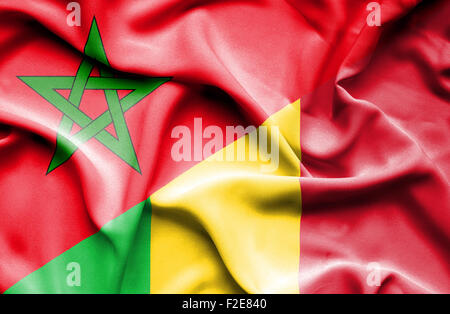 Bandiere del Marocco e del Mali. Progettazione di bandiere ondulate 3D.  Marocco Mali bandiera, foto, carta da parati. Immagine Marocco vs  Mali,rendering 3D. Marocco rapporti Mali allia Foto stock - Alamy