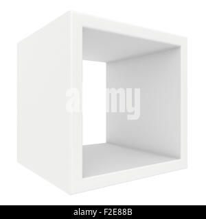 Ripiano ruotato. 3D render su sfondo bianco Foto Stock