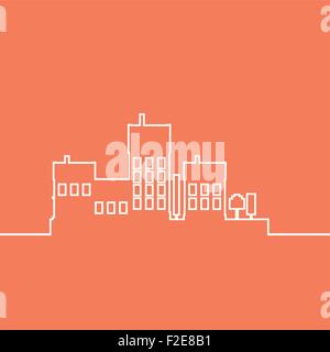 Colore contorni piatto del paesaggio urbano Illustrazione Vettoriale