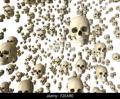 Withe scull isolato su sfondo scuro con percorso di clipping. Foto Stock