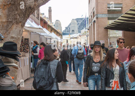 Le rocce domenica mercati in Sydney, area storica di Sydney, Nuovo Galles del Sud, Australia Foto Stock
