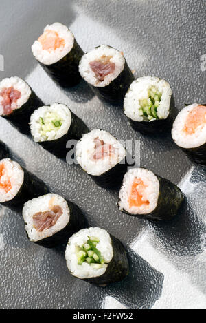 Close-up shot di sushi tradizionale giapponese Foto Stock