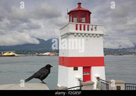 Brockton Point Lighthouse e Northwestern Crow Vancouver Foto Stock