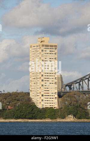 Punto di Blues Tower apartment blocco nel punto McMahons, Sydney, Australia. Foto Stock