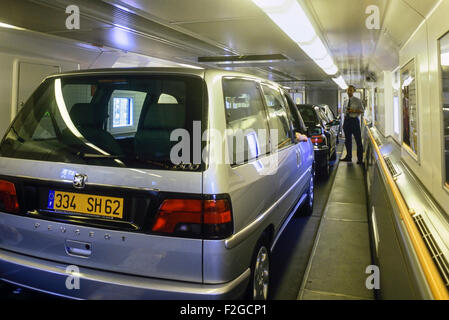 Le Shuttle. Eurotunnel. Francia Foto Stock