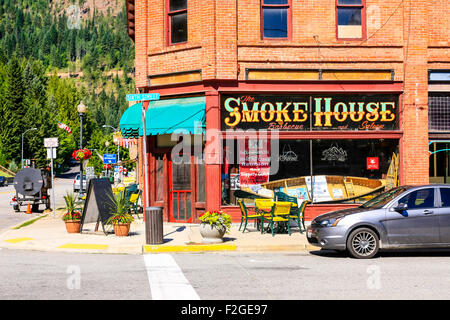 La casa di fumo ristorante nel cuore della città storica di Wallace e impostare in Silver Valley distretto minerario di Idaho Foto Stock
