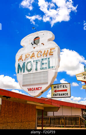 Il abbandonato Apache Motel sulla Route 66 Tucumcari, Nuovo Messico Foto Stock