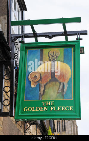 Segno per il Vello d'oro public house. Stamford, Lincolnshire. Foto Stock