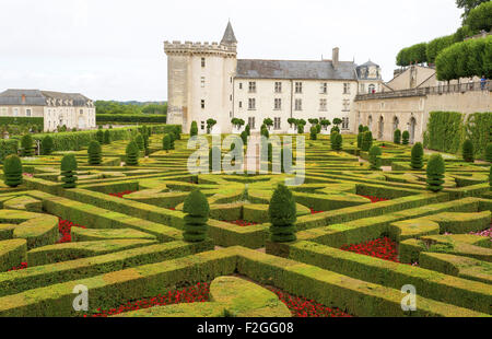 I giardini del castello nella Valle della Loira in Francia Foto Stock