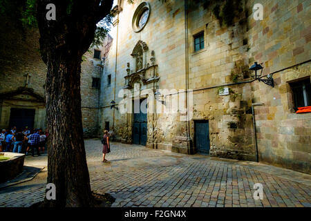 Plaça de Sant Felip Neri (Sant Felip Neri Square) Barcellona, in Catalogna, Spagna. Foto Stock