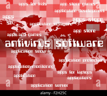 Il software antivirus che mostra minaccia di schermatura e Word Foto Stock