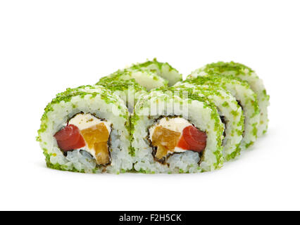 Il cibo giapponese roll isolato su bianco Foto Stock