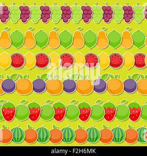 Modello senza giunture sfondo dalla mela, arancio, prugna, ciliegia Illustrazione Vettoriale