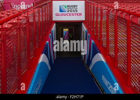 Gloucester, Regno Unito. Xix Sep, 2015. Coppa del Mondo di rugby. Tonga contro Georgia. Il giocatore di credito tunnel: Azione Plus sport/Alamy Live News Foto Stock