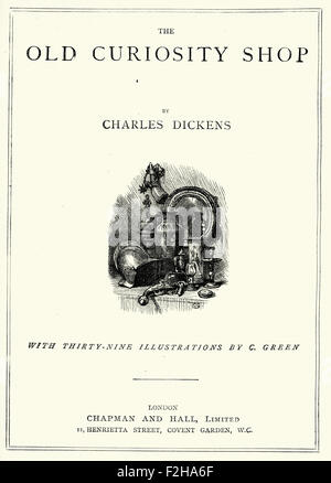 Titolo pagina del vecchio negozio di curiosità da Charles Dickens Foto Stock