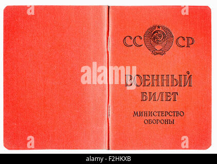 Ex URSS documento - ID militare (Ministero della Difesa) Foto Stock