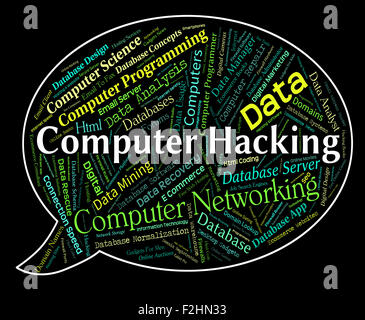 Computer Hacking significato vulnerabili di comunicazione e la criminalità Foto Stock