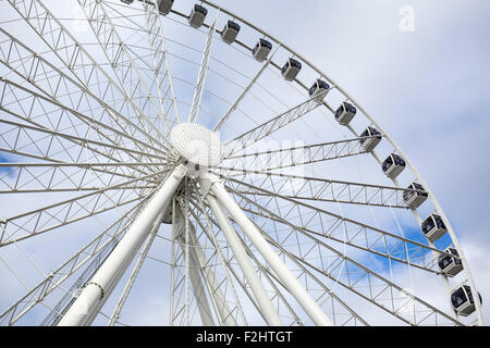 Guardando verso l'alto al Seattle grande ruota, una grande ruota panoramica sul fronte mare di Seattle Foto Stock