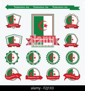 Algeria il giorno di indipendenza bandiere ed infografico design Illustrazione Vettoriale