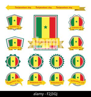 Il Senegal il giorno di indipendenza bandiere ed infografico design Illustrazione Vettoriale