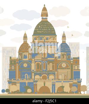 Basilica del Sacro Cuore, Parigi, Francia. Illustrazione Vettoriale Illustrazione Vettoriale