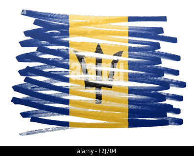 Bandiera illustrazione fatta con la penna - Barbados Foto Stock