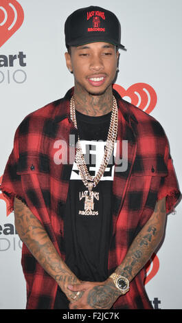 Las Vegas, Nevada, USA. Xx Settembre, 2015. Il rapper Tyga assiste il 2015 iHeartRadio Music Festival il 19 settembre 2015 presso la MGM Grand Arena di Las Vegas, Nevada. Credito: Marcel Thomas/ZUMA filo/Alamy Live News Foto Stock