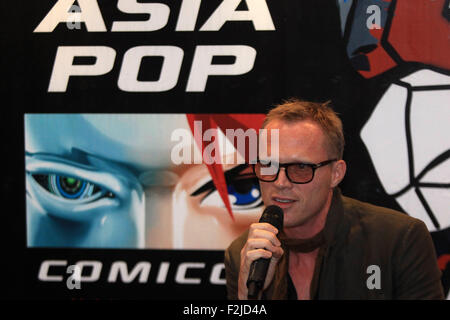 Pasay City, Filippine. Xx Settembre, 2015. Attore di Hollywood Paul Bettany parla nel corso di una conferenza stampa durante il 2015 Asia fumetto Pop Convenzione (APCC) in Pasay City, Filippine, Sett. 20, 2015. Il APCC dispone di personaggi famosi da vari giocattoli, giochi, supereroi, animazioni e filmati con i concorsi per i migliori costumi per pop gli amanti della cultura. © Rouelle Umali/Xinhua/Alamy Live News Foto Stock