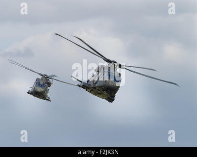 Yeovilton, Regno Unito - 11 Luglio 2015: Royal Navy Merlin elicotteri volare a Yeovilton giorno dell'aria. Foto Stock