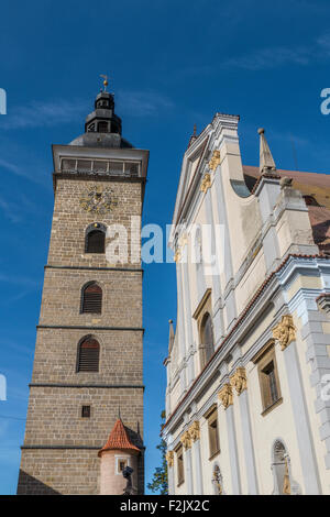 Torre Nera, la Cattedrale di San Nicola, Ceske Budejovice, anche Bohemian Budweis, Budvar, Boemia, Repubblica Ceca, Europa Foto Stock