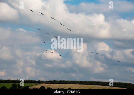 Duxford, UK. Xx Settembre, 2015. Spitfire al Duxford battaglia della Gran Bretagna, airshow domenica 20 settembre 2015. Credito: Jason Marsh/Alamy Live News Foto Stock