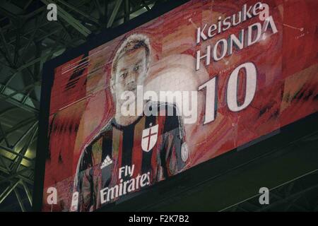 Milano, Italia. Xix Sep, 2015. Vista generale di calcio/calcetto : Italiano 'Serie A' match tra AC Milan 3-2 Palermo a Stadio Giuseppe Meazza 'San Siro di Milano, in Italia . © Enrico Calderoni AFLO/sport/Alamy Live News Foto Stock