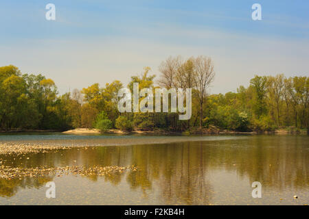 Vista panoramica del fiume Ticino in Italia Foto Stock